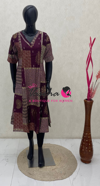 Ready Made - Nye Viscose Silk  - Anarkali Kurti - VVRK011