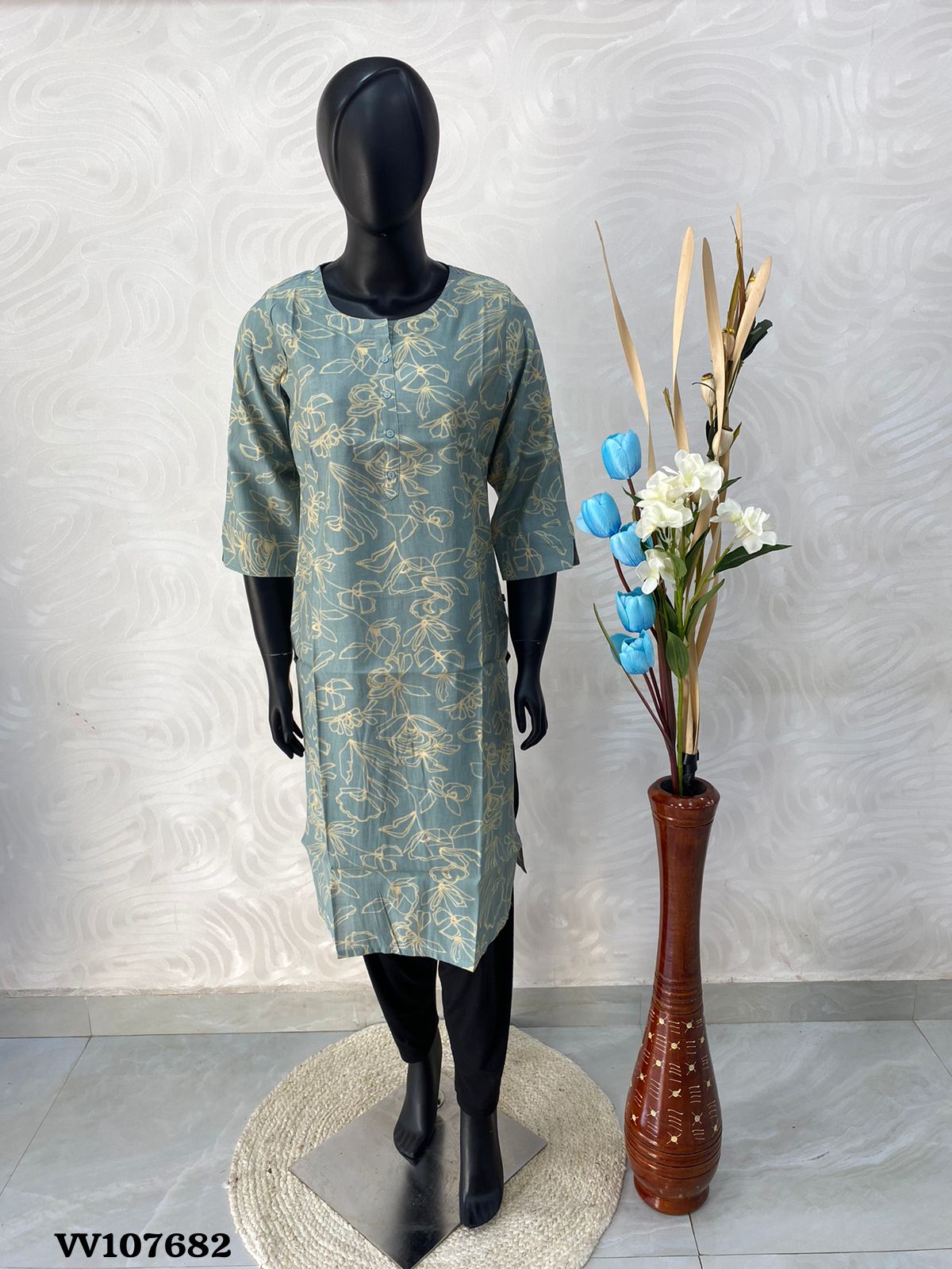 Ready Made - Soft Rayon Printed Kurti - Straight Cut - VV107682