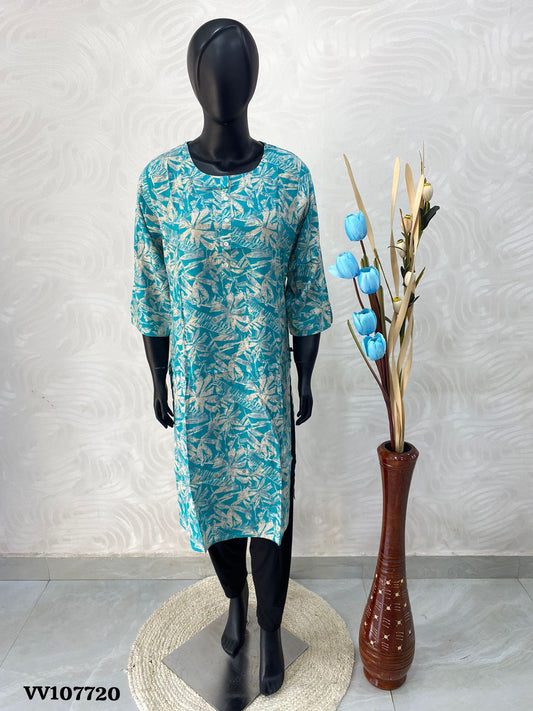 Ready Made - Soft Rayon Printed Kurti - Straight Cut - VV107720