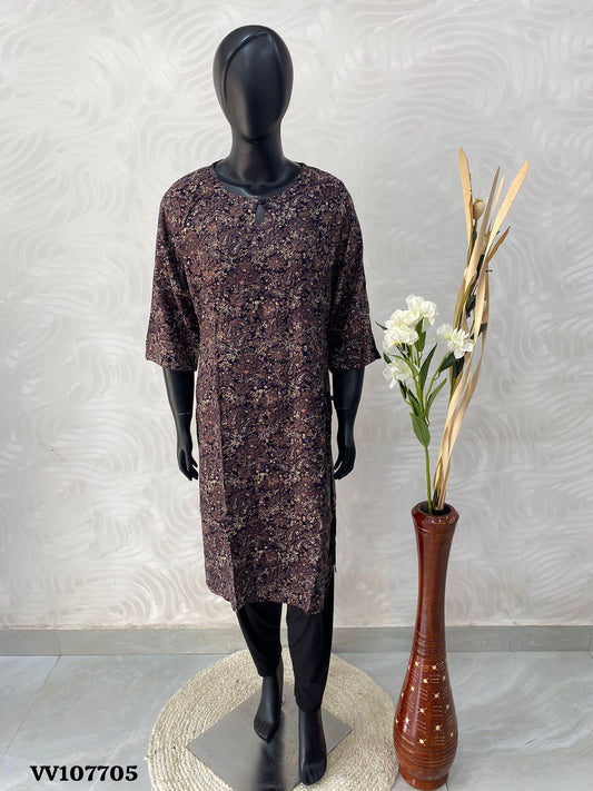 Ready Made - Soft Rayon Printed Kurti - Straight Cut - VV107705