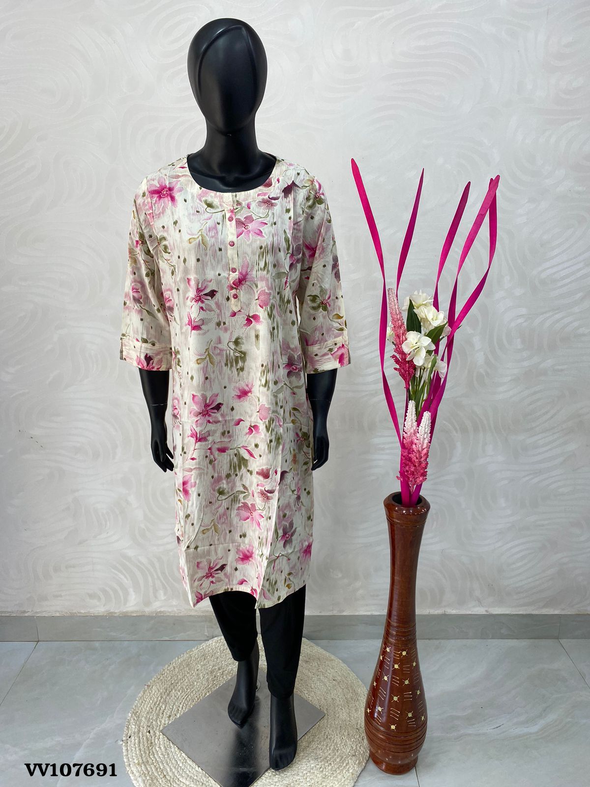 Ready Made - Soft Rayon Printed Kurti - Straight Cut - VV107691