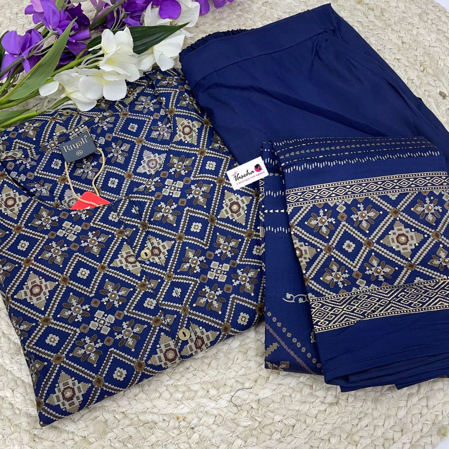 Ready Made - Salwar, Kameez & Duppatta(3pc) - Blue Color - Modal Silk - 107711