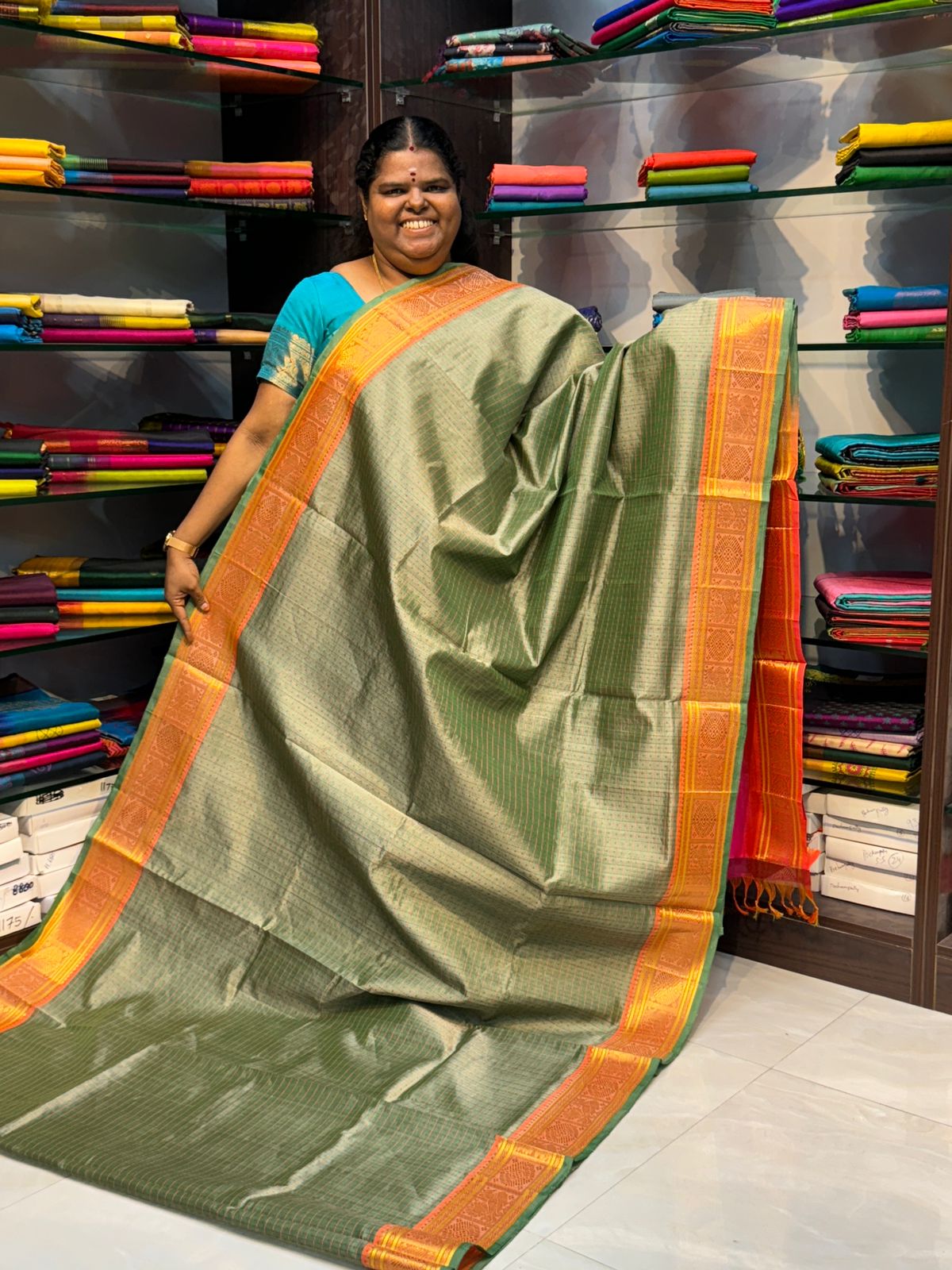 Pure Silk Cotton Saree - Lakshadeepam Design