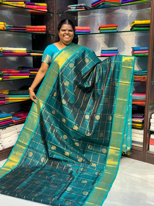 Pure Silk Cotton Saree - Mayil & Chakkaram Design