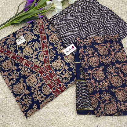 Ready Made - 3pc Set -Ajrakh Print - 107727