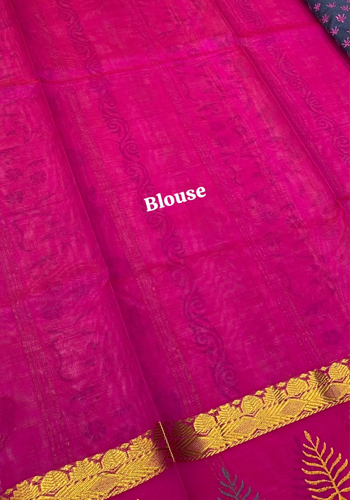 Pure Printed Silk Cotton Sarees - Grey with Pink - VVPSC002