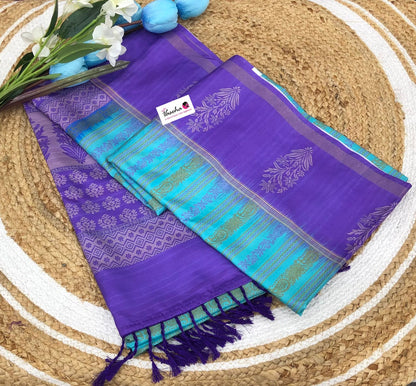 Semi Chappa Silk - Blue & Purple - VVSC002