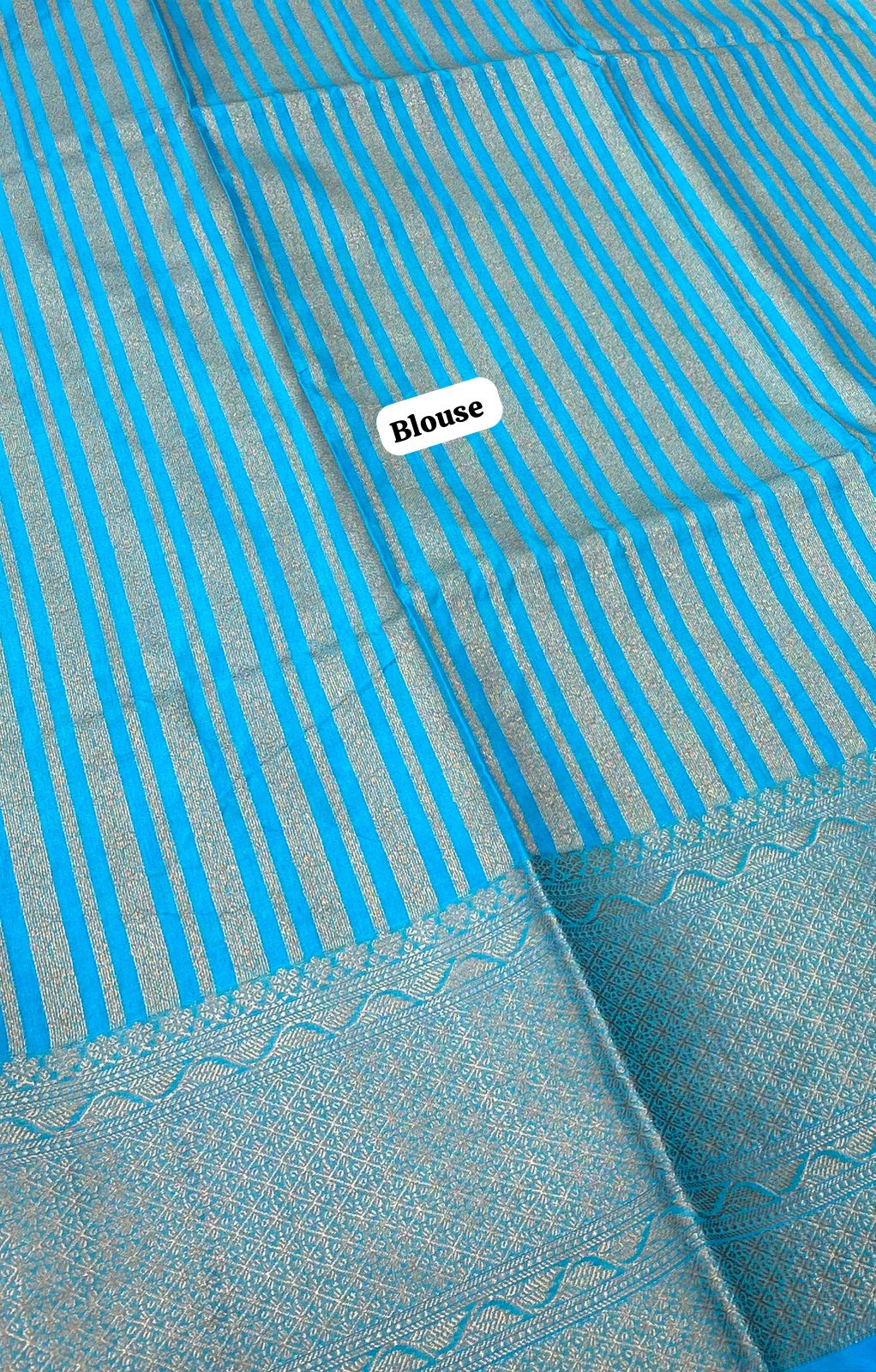 Semi Dupion Banarasi Semi Soft Silk - Blue with Blue - VVBDS02