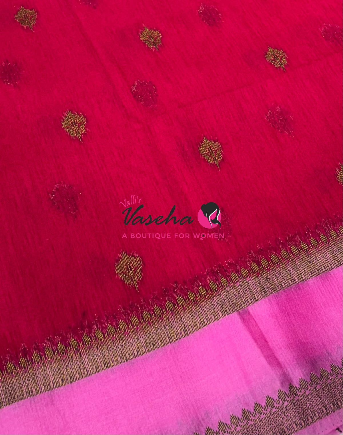 Linen Jute Silk Saree - Red With Pink Shade - VVLJS001