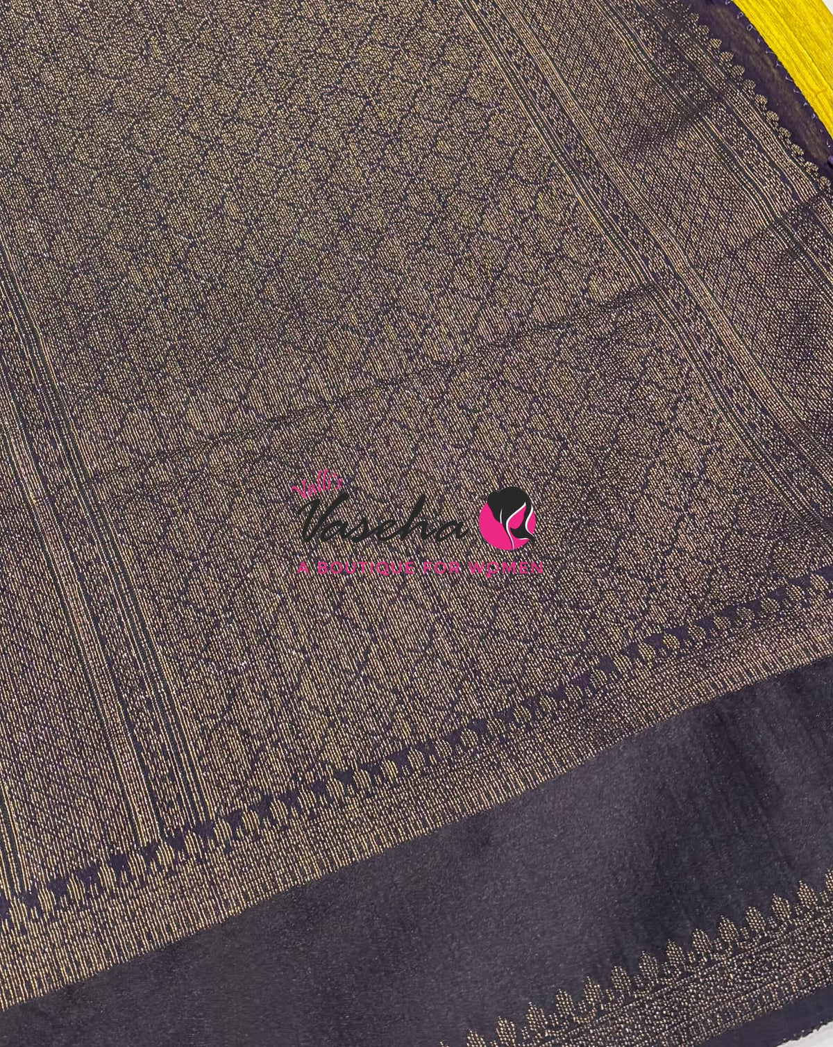 Linen Jute Silk Saree - Yellow With Black Shade - VVLJS001