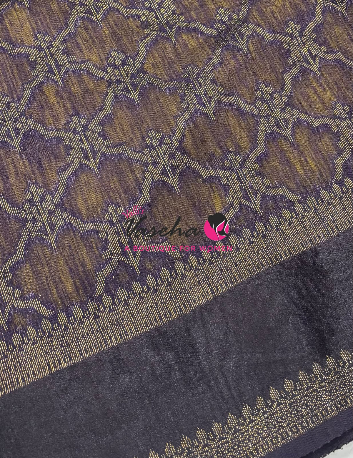 Linen Jute Silk Saree - Yellow With Black Shade - VVLJS001